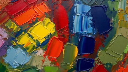 ia generated. Abstract thick multicolor paint texture applied with palette knife, top view. Modern artistic background perfect for creative design, contemporary art and visual projects.
