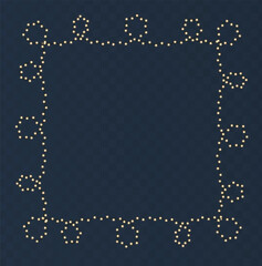 Vector illustration. Yellow light bulb illumination frame on dark background.