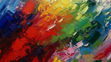 ia generated. Abstract thick multicolor paint texture applied with palette knife, top view. Modern artistic background perfect for creative design, contemporary art and visual projects.
