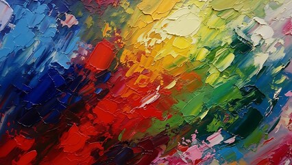 ia generated. Abstract thick multicolor paint texture applied with palette knife, top view. Modern artistic background perfect for creative design, contemporary art and visual projects.
