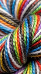 ia generated. Top view macro close-up of mixed colorful wool fibers forming a soft abstract texture. Perfect for creative backgrounds, textile design, fashion, craft and visual projects.

