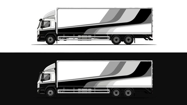Side view of a modern long haul truck trailer on a white background.