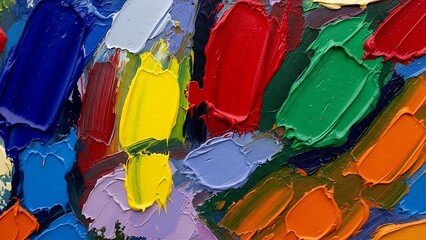 ia generated. Abstract thick multicolor paint texture applied with palette knife, top view. Modern artistic background perfect for creative design, contemporary art and visual projects.
