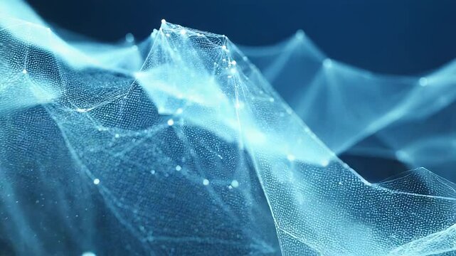 Digital data network connecting nodes with glowing lines