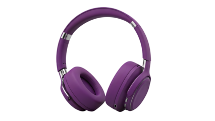 Modern purple wireless headphones studio quality isolated on transparent background