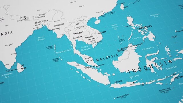Animated Map of Southeast Asia Region, Geography Background