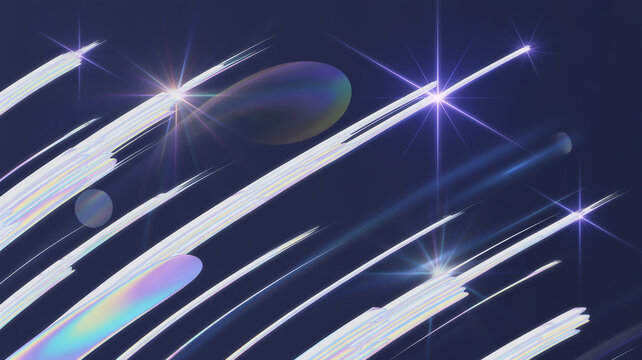 Dynamic abstract background featuring white light trails and sparkling stars - Powered by Adobe