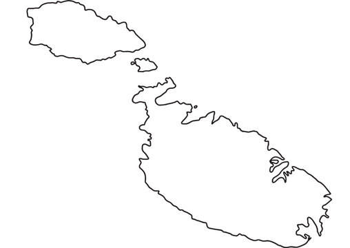 Malta map outline european island nation geographical shape on transparent background silhouette