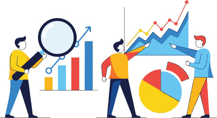Business people analyzing data and financial growth charts.