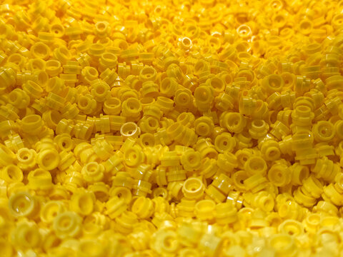 Close-up of yellow plastic components lego