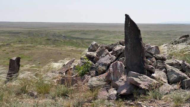 Stone tombstone of nomadic tribes.