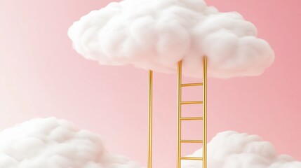 Ladder to the Clouds: Dreamlike Illustration