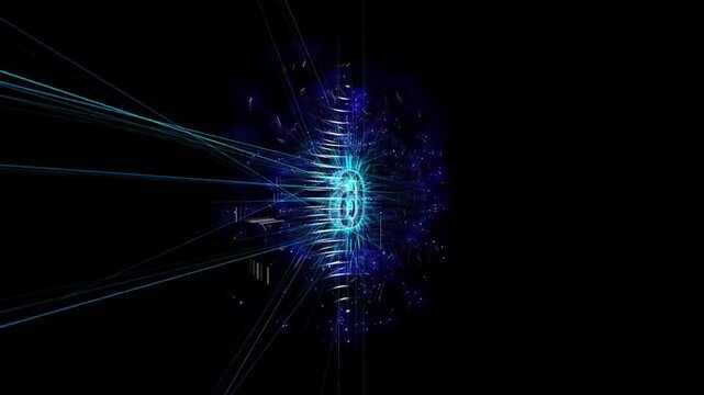 Fast digital technology sci-fi futuristic countdown timer from nine to one with blue glowing hud lines