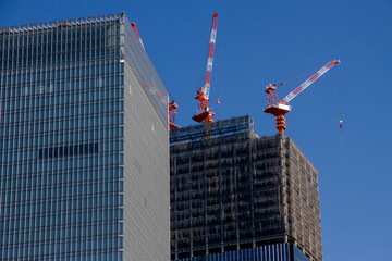 Tokyo Japan: A new building under construction in the Marunouchi area.
