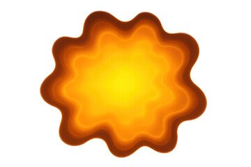 Abstract glowing sunburst shape creating a fiery golden yellow star effect on transparent background