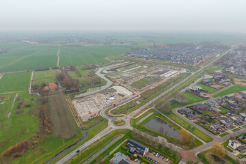 Aerial view of new housing development under construction in Sneek