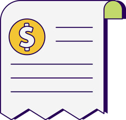 Financial Receipt Icon with Dollar Coin Illustration for Business Transactions