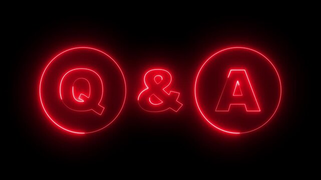 neon Q and A question and answer icon animation session on black background. Question and Answer the letters Q and A. Question and Answer icon animation. questions and answers concept Q and A design.