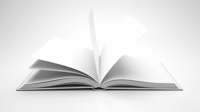 Open Book with Blank Pages on White Background, Education Concept.