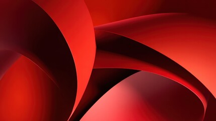 Swirling red shapes create a visual design with curves and shadows that draws attention to its bold colors and patterns