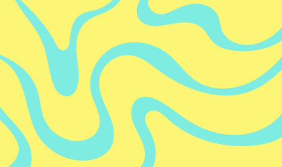 Wavy Groovy Y2K Abstract Background. Pastel Yellow and Light Blue Liquid Pattern.