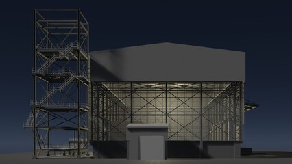 3D illustration of industrial project