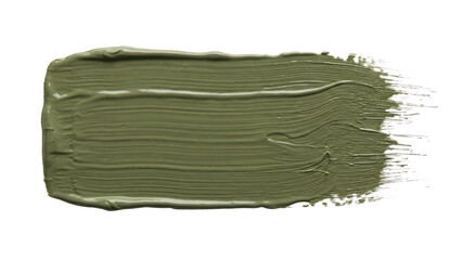 Olive Green Acrylic Paint Brush Stroke Swatch Isolated for Design isolated PNG with Transparent Background