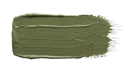 Olive Green Acrylic Paint Brush Stroke Swatch Isolated for Design isolated PNG with Transparent Background