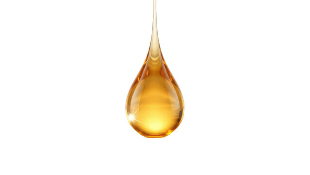 Golden Amber Viscous Liquid Drop isolated PNG with Transparent Background