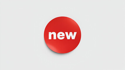 "New Red Button Badge — Round 'New' Product Announcement Sticker"