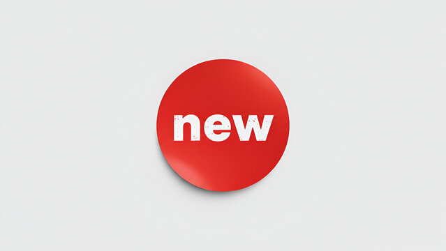 "New Red Button Badge &mdash; Round 'New' Product Announcement Sticker"
