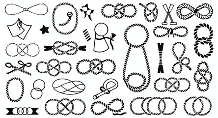 Nautical rope knot collection vector graphic assortment of maritime fasteners © PUSPO