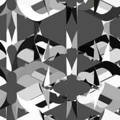 Monochromatic geometric pattern with sharp, abstract shapes, excellent for textile design, wall decor, digital paper, and gift wrapping.