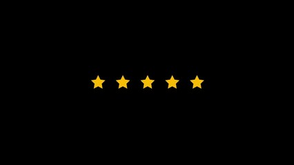 Five gold stars on black background five stars rating