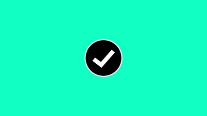 Black circle with white checkmark on green background checkmark verification symbol confirmation sign © Pixel Nova