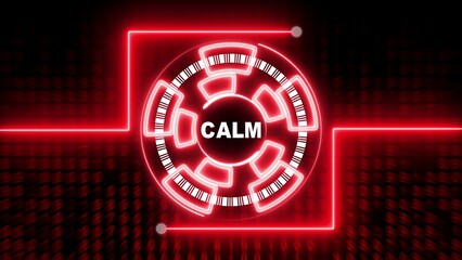 Red neon calm sign with barcode pattern on dark background red neon sign neon light