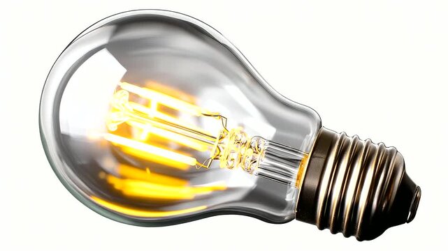 Modern LED filament light bulb featuring a transparent casing and bayonet mount, presented as a plain object isolated on a clean white background, with copy space