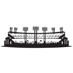 Stadium Silhouette with Floodlights and Cheering Crowd for Sports and Event Illustration