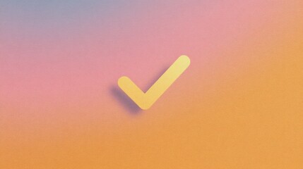 Minimalistic illustration of a yellow checkmark on a gradient background. the checkmark is in the center of the image and is the only object in the image.