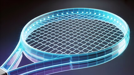 3D rendered tennis racket of layered digital mesh – Great for technology, sport, or digital design.