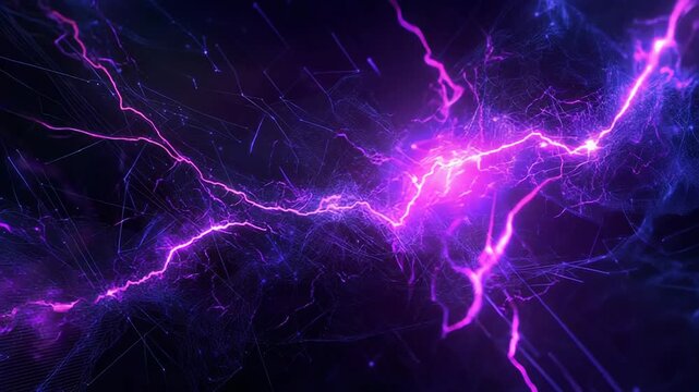 Purple lightning energy connecting with digital network