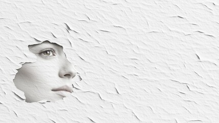 Female profile in a broken wall