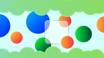 Colorful Abstract Bubbles Background With Rounded Glass Frame