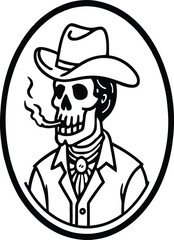 Stylish Skeleton Wearing Cowboy Boots and Blowing a Party Horn Vector Design