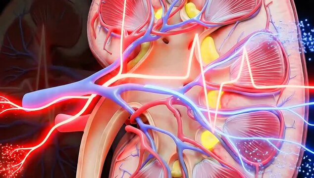 Human kidneys cross section