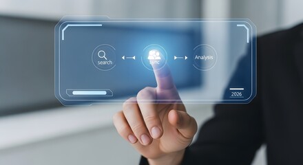 Sync button on futuristic interface