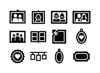 Family Heirloom Icons. Family heirloom photos. Solid icon set of