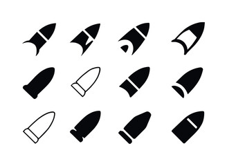 Ballistic Curves Icons. Bullet. Icon set. Set Logo of Bullet: ba