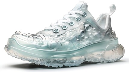Futuristic transparent sneaker with icy texture