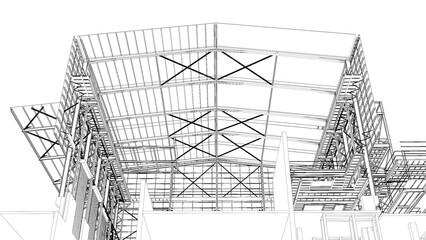 3D illustration of industrial project